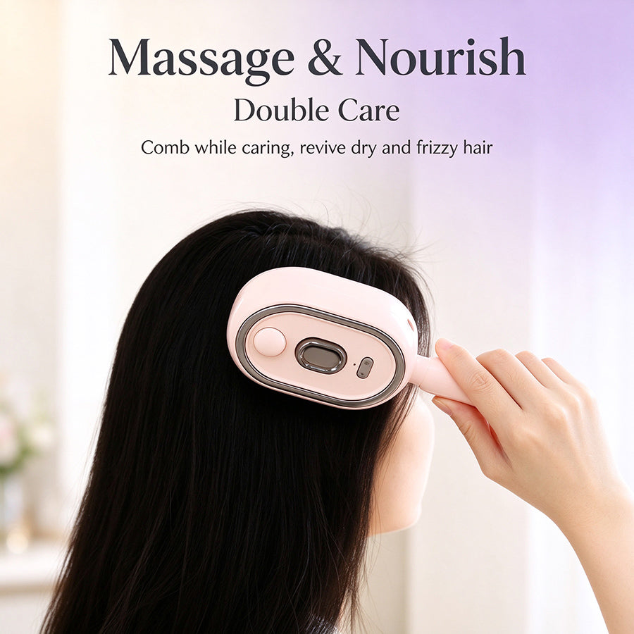 Anti-Tangle, Anti Static Electric Spray Air Cushion Massage Comb for Women, Rechargeable Steam Hair Straightener
