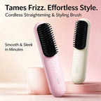 Cordless Hair Straightener Brush, Portable Negative Ion Hot Comb 4 Temperature Settings, Anti-Scald