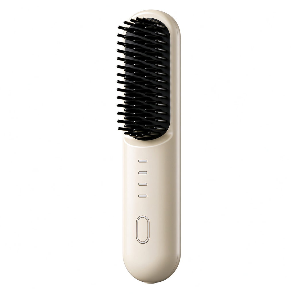 Cordless Hair Straightener Brush, Portable Negative Ion Hot Comb 4 Temperature Settings, Anti-Scald