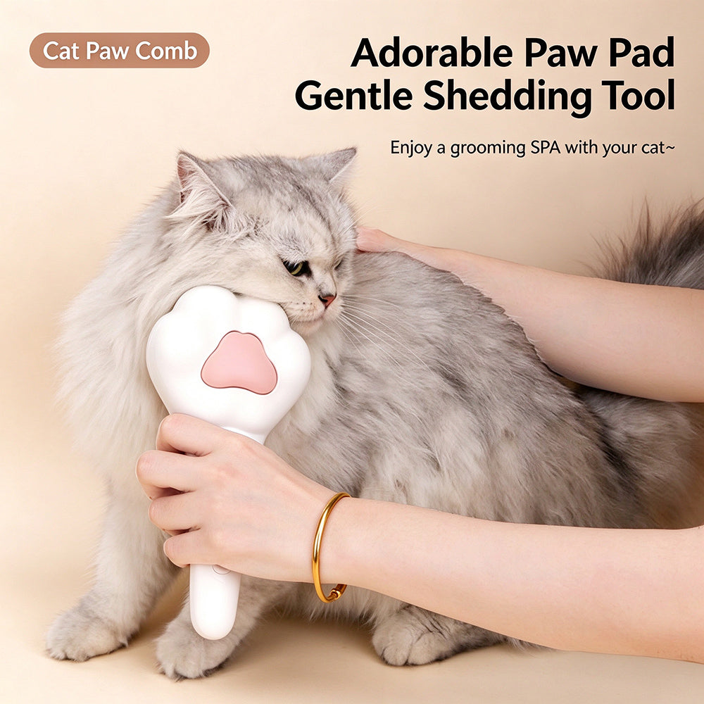 Cat Paw Comb ,Cat Brush for Shedding, Self Cleaning Brush for Long & Short Hair Cats