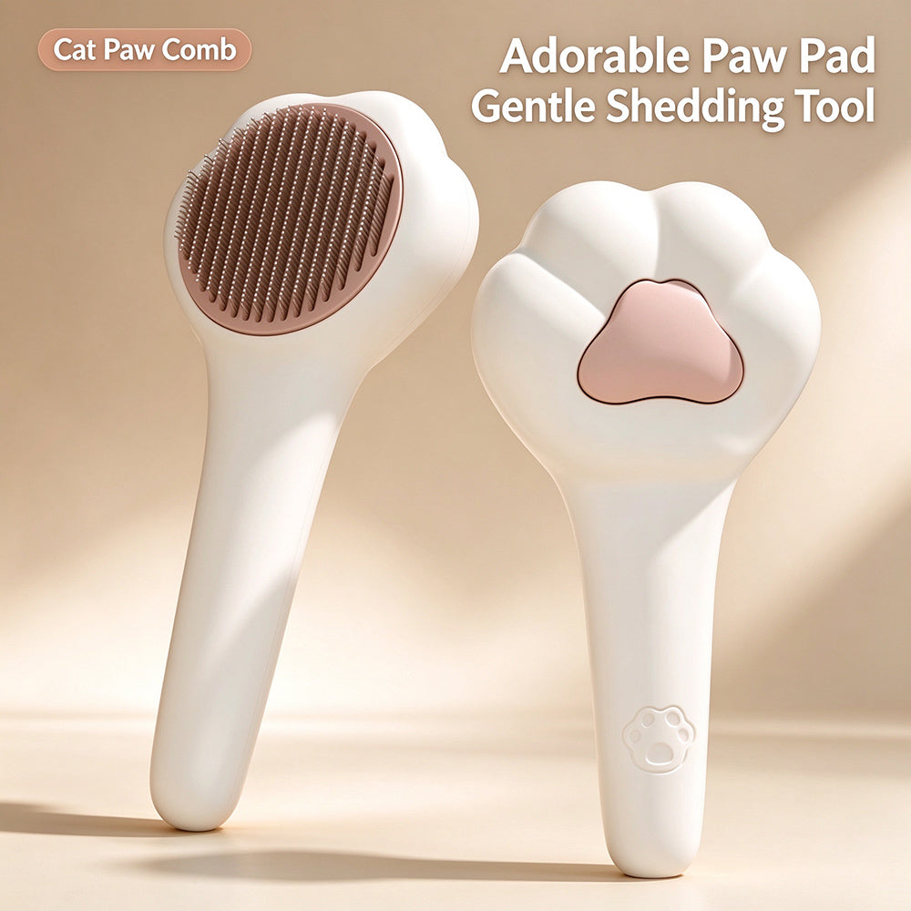Cat Paw Comb ,Cat Brush for Shedding, Self Cleaning Brush for Long & Short Hair Cats